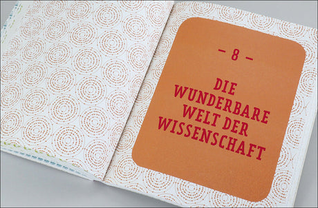 Hintergrund und roten Text, Titel: "Die wunderbare Welt der Wissenschaft".