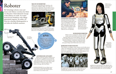 Roboter-Artikel mit Bildern: Roboterarm, Roboter im Test, humanoider Roboter, Schachroboter, Roboter auf Treppe, Roboter-Mensch.
