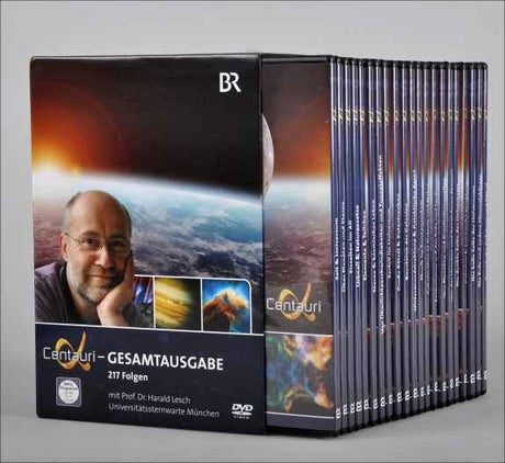 DVD-Box mit 17 Folgen der Serie "Centauri" und Bild eines Mannes auf dem Cover.