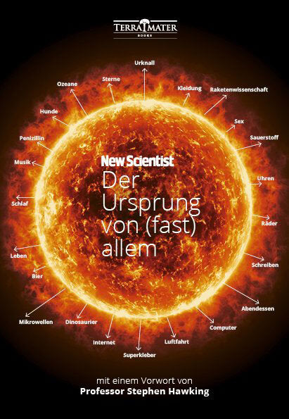 Sonnensymbol mit Beschriftungen zu Themen wie Hunde, Musik, Dinosaurier, Internet, Raumfahrt, Sex, Wissenschaft, und mehr.