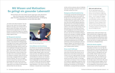 Zwei Seiten mit Text über gesunden Lebensstil, Ernährung, Bewegung und Stressbewältigung