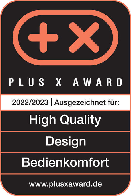 Plus X Award 2022/2023, Auszeichnung für High Quality, Design, Bedienkomfort, Website.