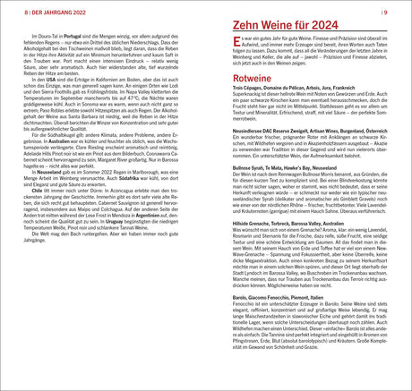 Zehn Weine für 2024, mit Beschreibungen zu Herkunft, Geschmack und Besonderheiten.