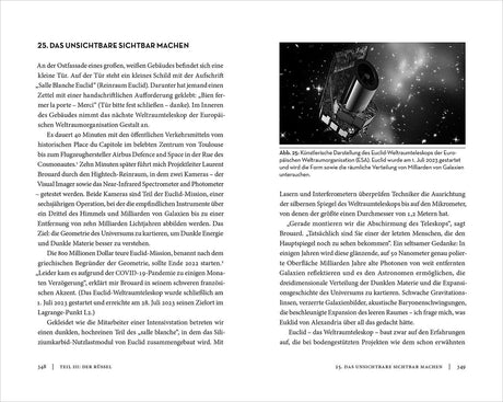 Illustration eines Euclid-Weltraumteleskops im All vor Sternenhimmel.