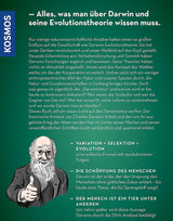 Illustration eines älteren Mannes mit Bart, der Daumen hoch zeigt, neben Text über Darwin und Evolution.