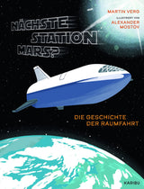 Illustration eines Raumschiffs über der Erde, mit Sternen und Sonne im Hintergrund, Titel und Autorenangaben.