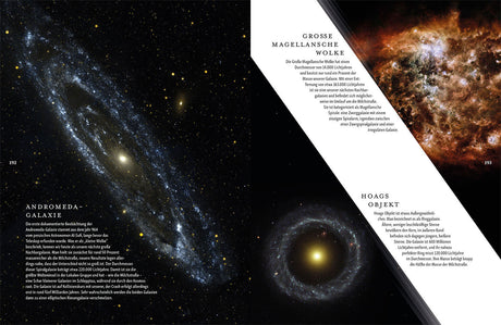 Bild zeigt eine Nahaufnahme der Andromeda-Galaxie, eine Nahaufnahme der Großen Magellanschen Wolke