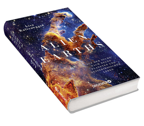 Buch mit Weltraum- und Nebelbild auf dem Cover, Titel "Allien Earths" und Untertitel in deutscher Sprache.