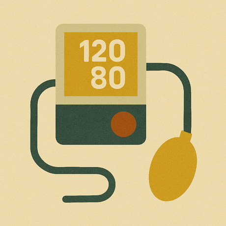 Illustration mit einem Blutdruckmessgerät die die aktuelle Werte 120 zu 80 darstellt.