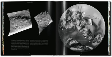 Zwei Fotos des Mondes, eine auf der linken Seite, eine auf der rechten Seite, mit Texten und Diagrammen.